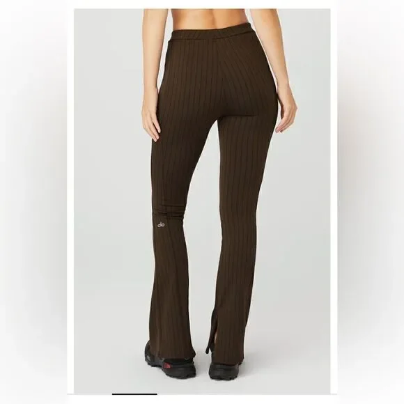 ALO HIGH-WAIST PINSTRIPE ZIP IT FLARE LEGGING - Picture 2 of 6
